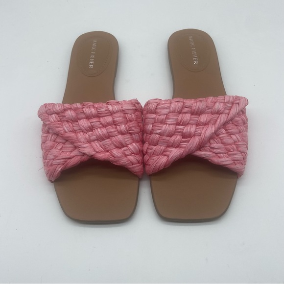 MARC FISHER Womens Pink Woven Moral Square Toe Slip On Slide Sandals 8.5 M - Picture 2 of 4